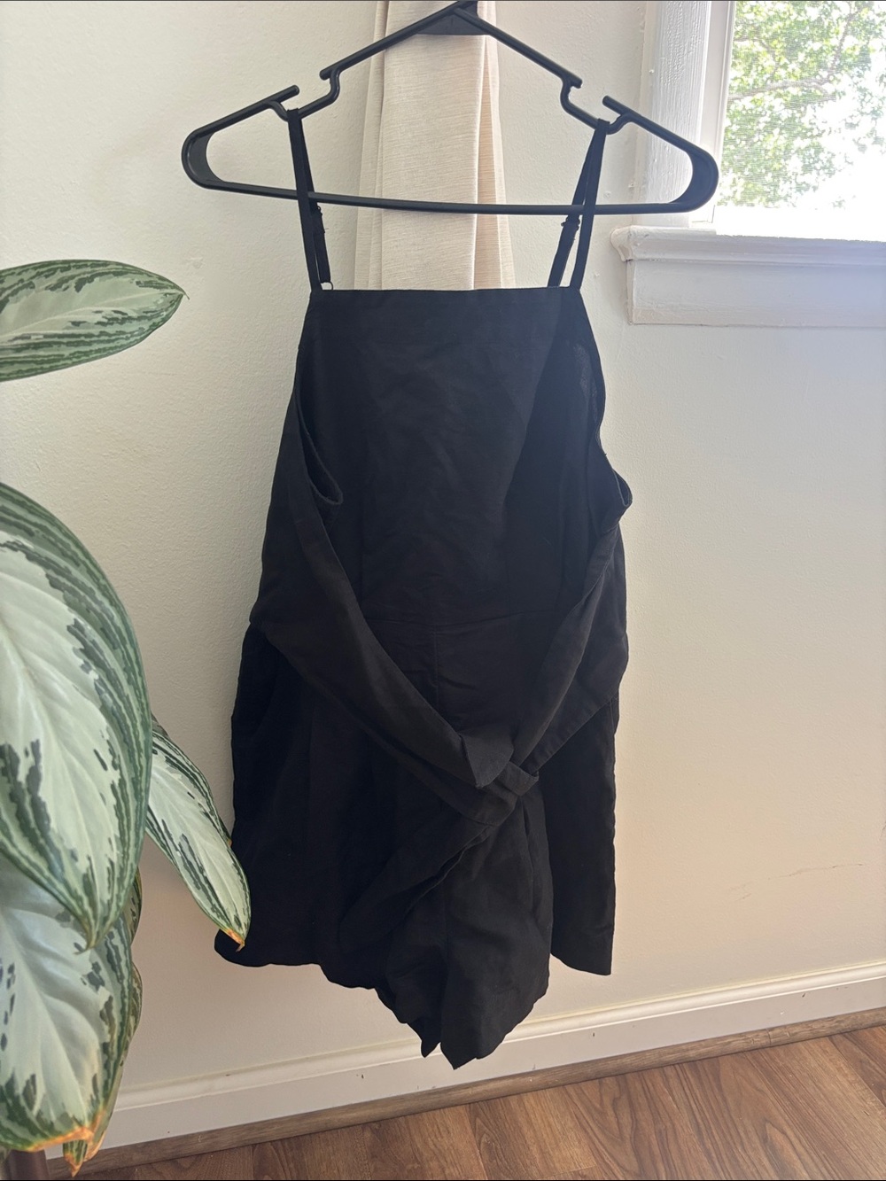 Madewell Black Linen Blend Wrap Sundress
